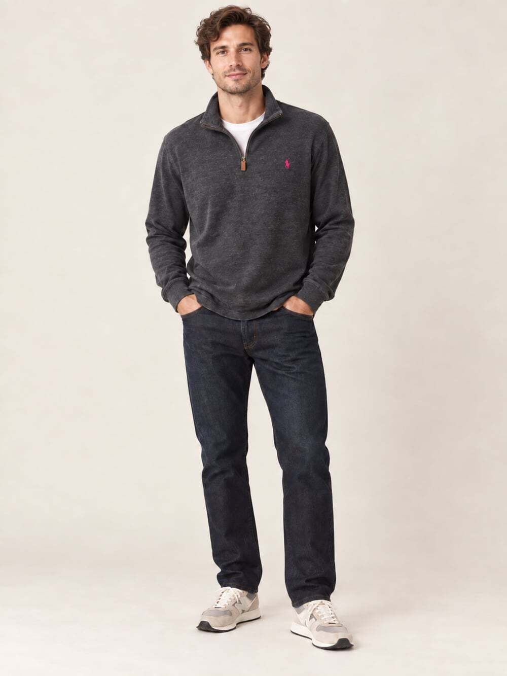 Polo Ralph Lauren Quarter Zip Sweater Men’s XXL Gray Red Pony Logo